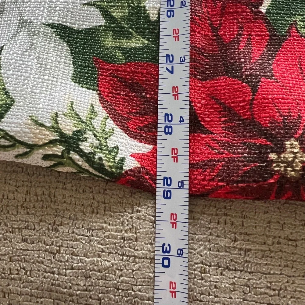 St. Nicholas‎ Square Christmas Table Cloth Poinsettia Holly Pinecone 13x40 Red